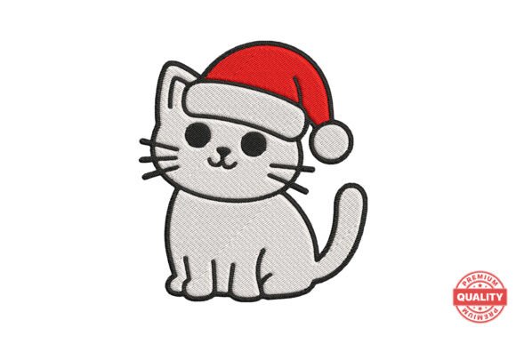 Cute Christmas Cat Embroidery for Boutique Apparel