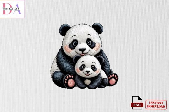 Cute Panda Family Embroidery PNG Review